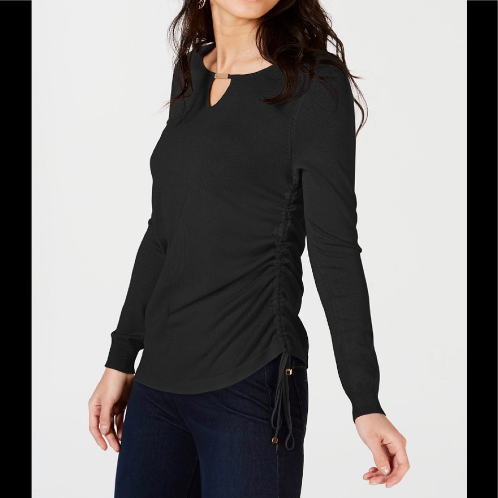 Thalia Sodi Ruched Keyhole Sweater